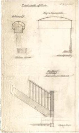 Dolmetsch, Theodor; Rohrdorf; Haus Kempf - Treppengeländer (Ansichten, Details)