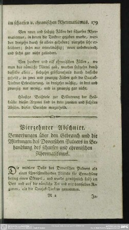 Vierzehnter Abschnitt. Bemerkungen über den Gebrauch und die Wirkungen des Doverschen Pulvers in Behandlung des scharfen und chronischen Rheumatismus