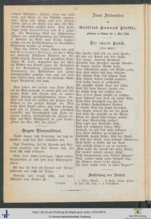 Gegen Tierquälerei.