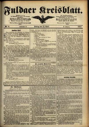 Ausgabe vom Freitag, den 22. April 1910.
