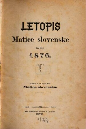 Letopis Matice Slovenske. 1876