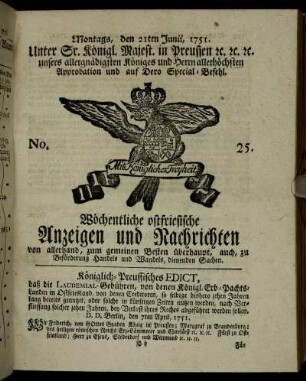 No. 25. Montags, den 21ten Junii, 1751.