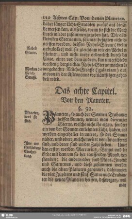 Das achte Capitel. Von den Planeten