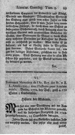 Nouveaux mémoires. Ann.1770. Tom.1.