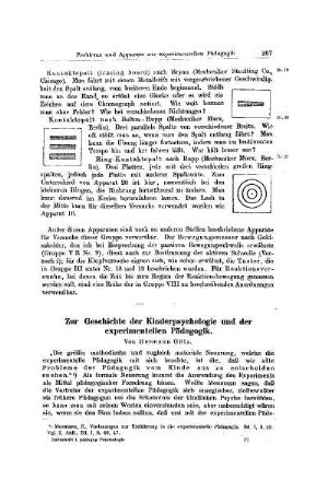 Zur Geschichte der Kinderpsychologie und experimentellen Pädagogik