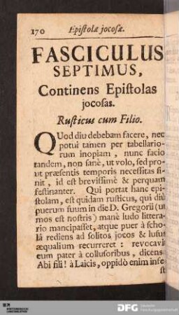 Fasciculus Septimus. Epistolas jocosas.