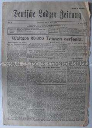 "Deutsche Lodzer Zeitung" u.a. zum Seekrieg gegen Großbritannien