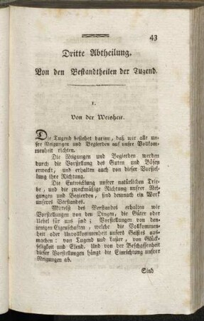 Dritte Abtheilung. Von den Bestandtheilen der Tugend