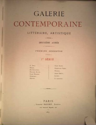 Galerie contemporaine, littéraire, artistique. 2,1. 1877