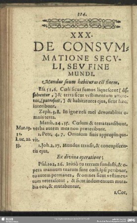 XXX. De Consumatione Seculi, Seu Fine Mundi