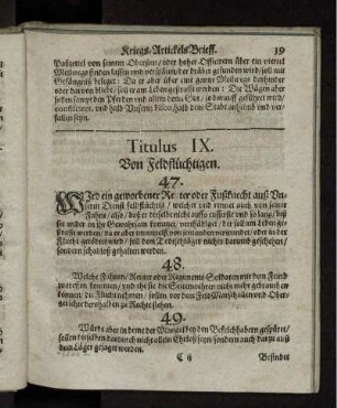 Titulus IX. Von Feldflüchtigen