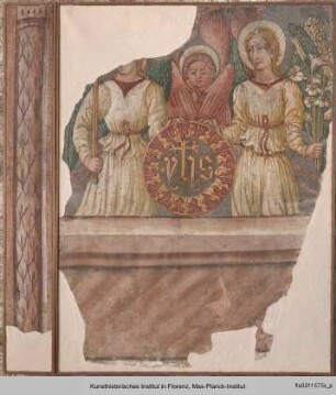 Freskenfragmente mit Szenen aus dem Leben Christi : Engel bei der Grablegung Christi