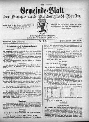 1900,15: No. 15, 15. April 1900