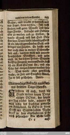 Mittwochige Andacht aus Gottes dritten Tage-Wercke.