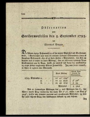 Observation paa Soelformørkelsen den 5. September 1793, ...