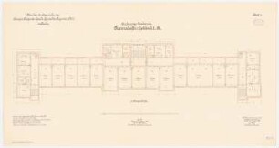 Kaserne des Garde-Kürassier-Regiments und des Königin-Augusta-Garde-Grenadier-Regiments Nr. 4, Berlin: Garde-Cürassier-Regiment, Mannschaftsgebäude I - III: Grundriss 1. Obergeschoss 1:100