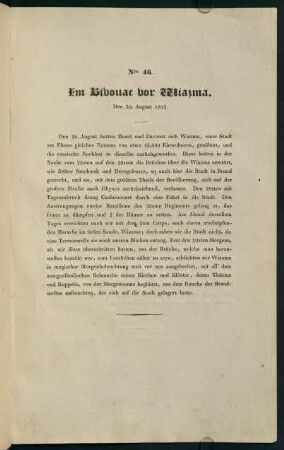 Nro. 46. Im Bivouac vor Wiazma. Den 30. August 1812.