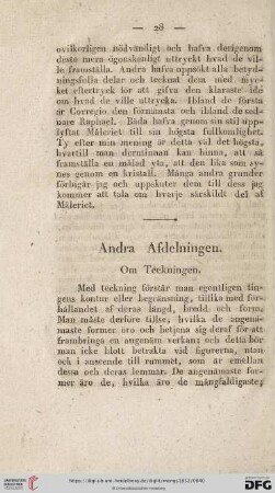 Andra Afdelningen. Om Teckningen
