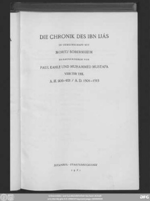 Teil 4: A.H. 906-921/A.D. 1501-1515