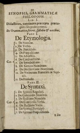 Synopsis, Grammaticae Philosoph.