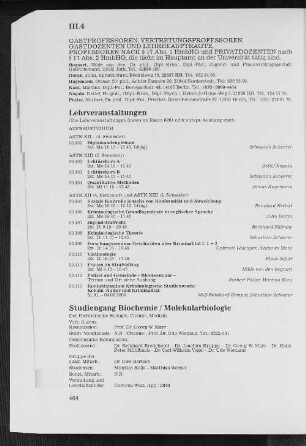 Studiengang Biochemie/Molekularbiologie