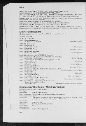 Studiengang Biochemie/Molekularbiologie