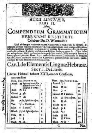 Grammaticae Hebr. Compendium