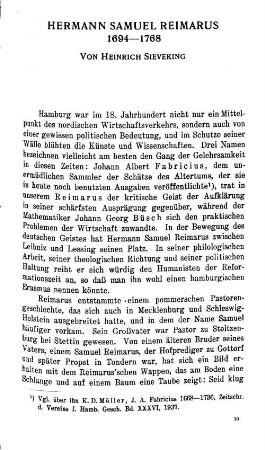 Hermann Samuel Reimarus 1694 - 1768