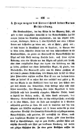 Frage wegen des Unterrichtes in der Natur-Beschreibung