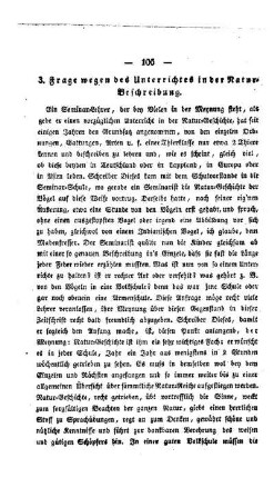 Frage wegen des Unterrichtes in der Natur-Beschreibung