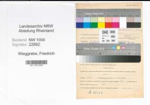 Entnazifizierung Friedrich Wieggrebe, geb. 24.05.1914 (Bademeister)