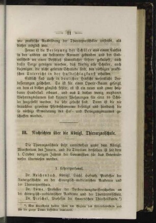 III. Nachrichten über die Königl. Thierarzneischule