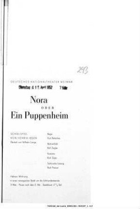 Nora oder Ein Puppenheim