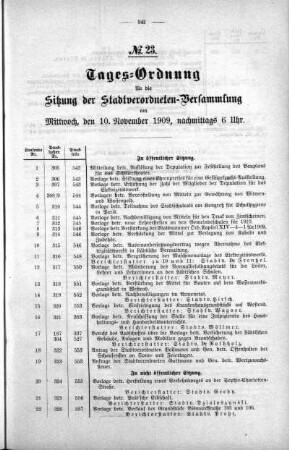 Tages-Ordnung No. 23. (305-331), 10. November 1909