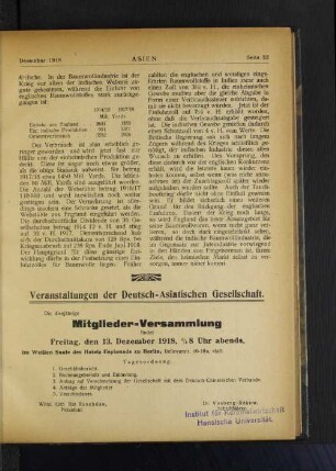 Veranstaltungen der Deutsch-Asiatischen Gesellschaft.