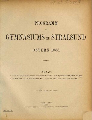 Programm des Gymnasiums zu Stralsund : Ostern .... 1882/83
