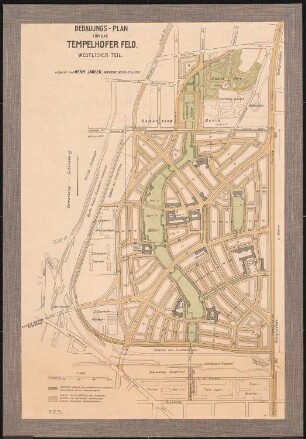 Wettbewerb Groß-Berlin 1910 Bebauungsplan für das Tempelhofer Feld: Grundplan 1:5000