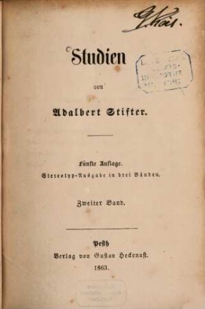 Studien : mit dem Bildniß des Verfassers, 2