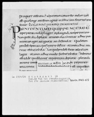 Quadripartitus (Sammlung von Patresexerpten und Kanones in vier Büchern) — Initiale P (enitentiam), Folio 21verso