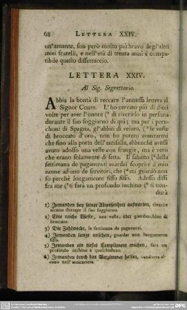 Lettera XXIV. Al Sig. Segrettario