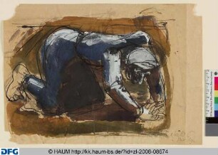 Liegende betende Frau, nach rechts (Skizze)