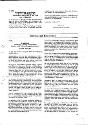Empfehlung zur Ehrung Albrecht Dürers in den Schulen und Lehrerbildungseinrichtungen : 4/71 vom 12. März 1971 ; [Hinweise und Kommentare]