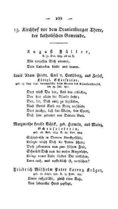 13. Kirchhof vor dem Oranienburger Thore, der katholischen Gemeinde