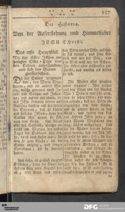 Die Historia Von der Auferstehung und Himmelfahrt Jesu Christi