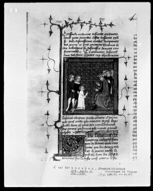 Chronique de France — Drei Männer vor einem König, Folio 103verso