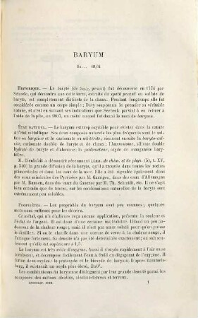 Baryum, Strontium, Calcium, Magnésium : Métaux alcalino-terreux. Par. M. Nivoit