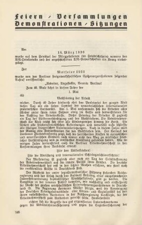 Feiern, Versammlungen, Demonstrationen, Sitzungen