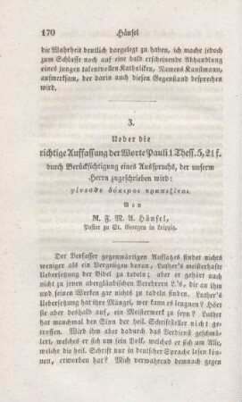 170-184 Ueber die richtige Auffassung des Worte Pauli 1. Thess. 5,21 ff