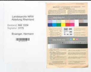 Entnazifizierung Hermann Bruenger , geb. 04.08.1912 (Stabsfeldwebel)