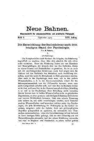 Die Entwicklung des Seelenlebens nach dem heutigen Stand der Psychologie I. (Fortsetzung)